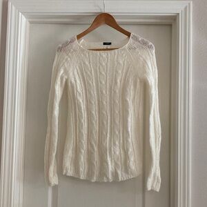 J. Crew Women's Cream Mohair Cable Knit Sweater